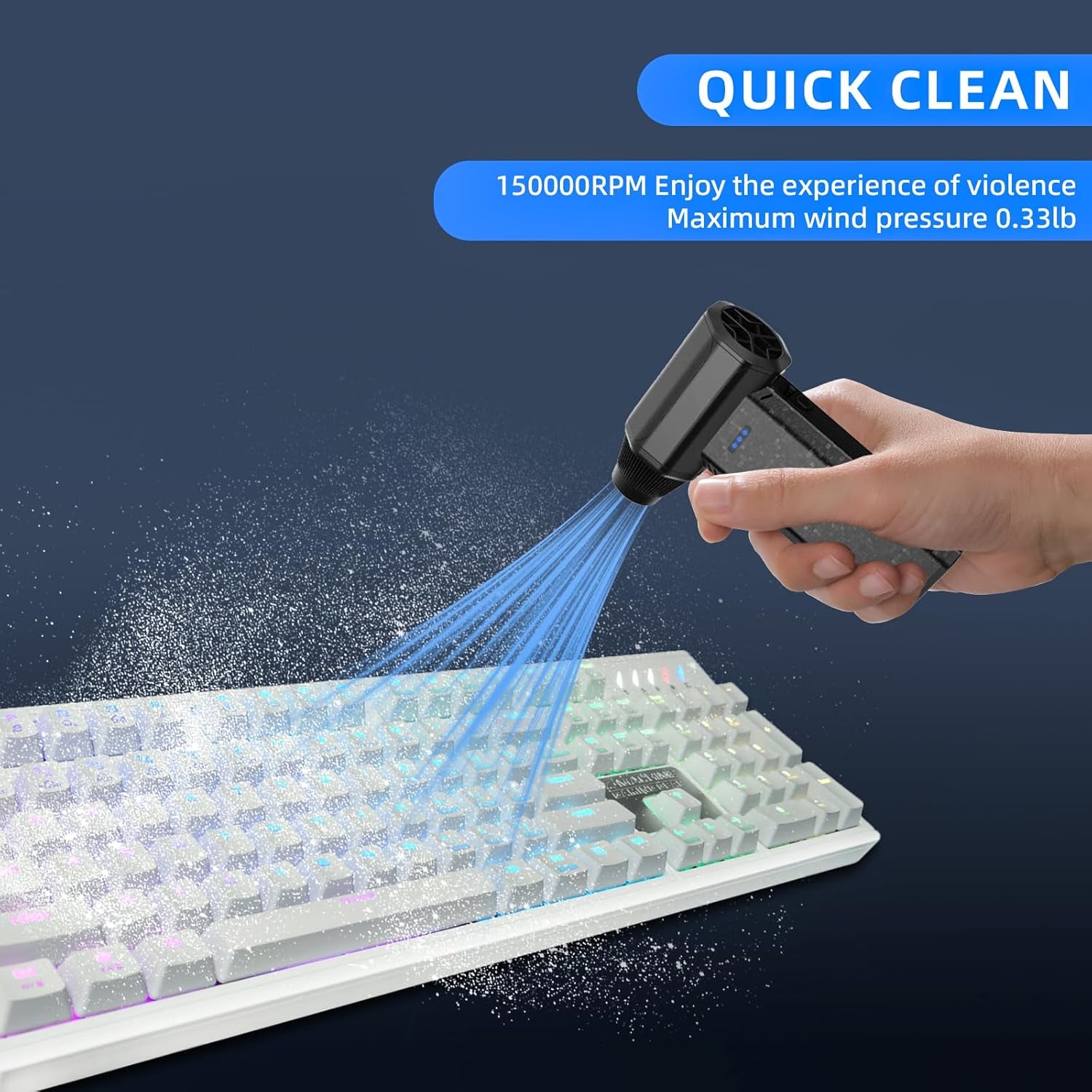 Cordless Compressed Air Duster 150000RPM Super Power Electric Air Duster 3 Gear Adjustable Mini Handheld Blower for Computer Keyboard Outdoor House and Car Cleaning  (Black)